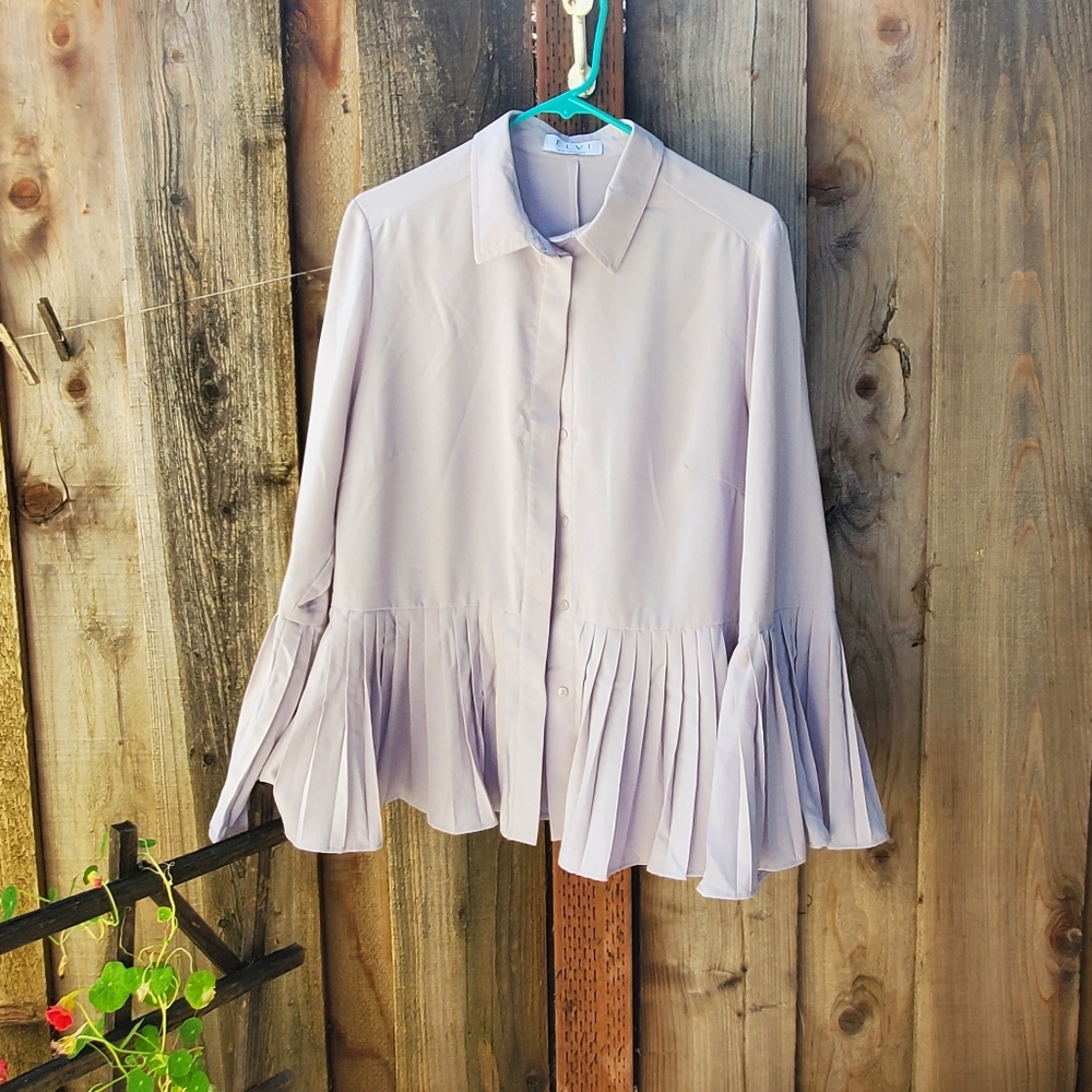 Button Down Blouse featuring Belle Sleeves